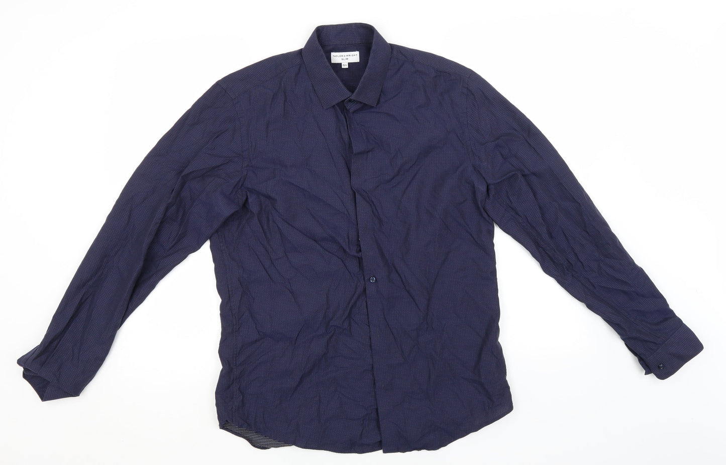 Taylor & Wright Mens Blue  Cotton  Button-Up Size 15.5 Collared