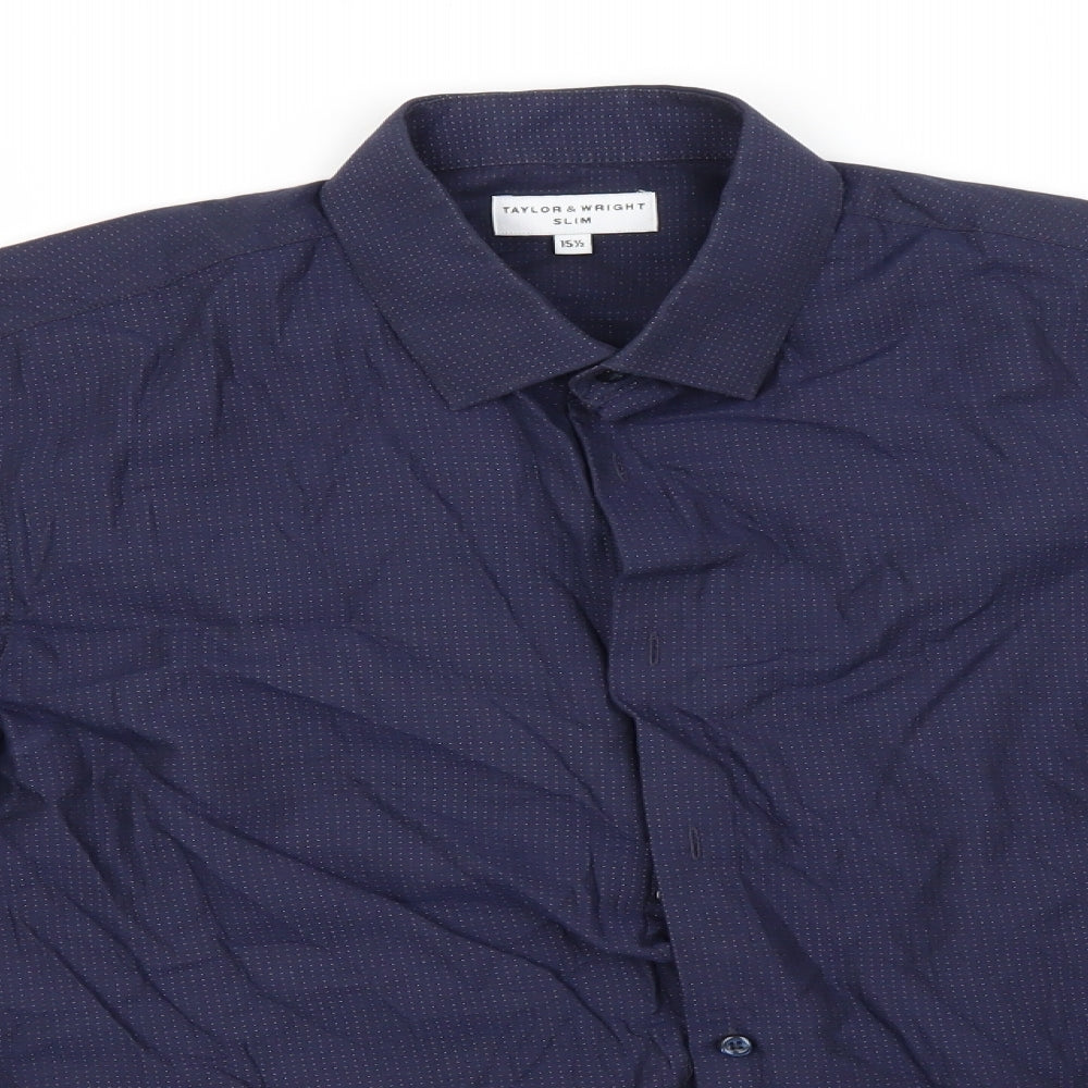 Taylor & Wright Mens Blue  Cotton  Button-Up Size 15.5 Collared