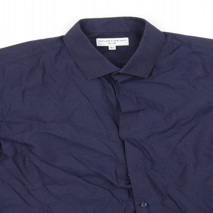 Taylor & Wright Mens Blue  Cotton  Button-Up Size 15.5 Collared