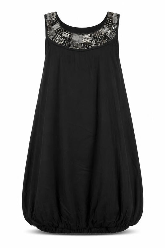 Front view of Red Herring women’s black viscose a-line, size UK 14, round neck
