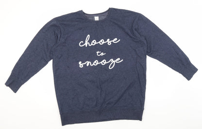 Avenue Womens Blue Round Neck  Cotton Pullover Jumper Size 16   - Choose to Snooze