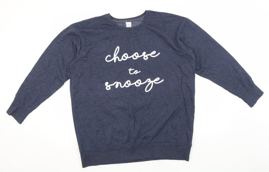 Avenue Womens Blue Round Neck  Cotton Pullover Jumper Size 16   - Choose to Snooze