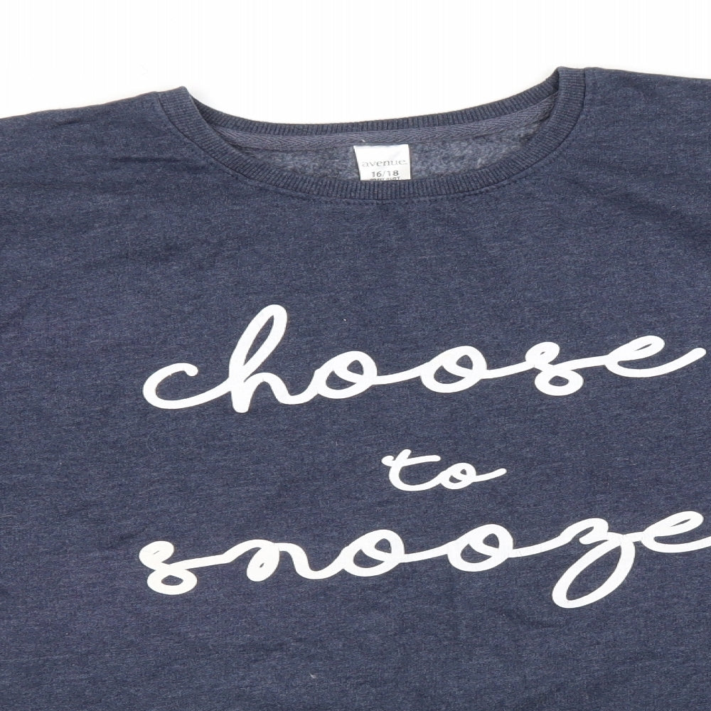 Avenue Womens Blue Round Neck  Cotton Pullover Jumper Size 16   - Choose to Snooze