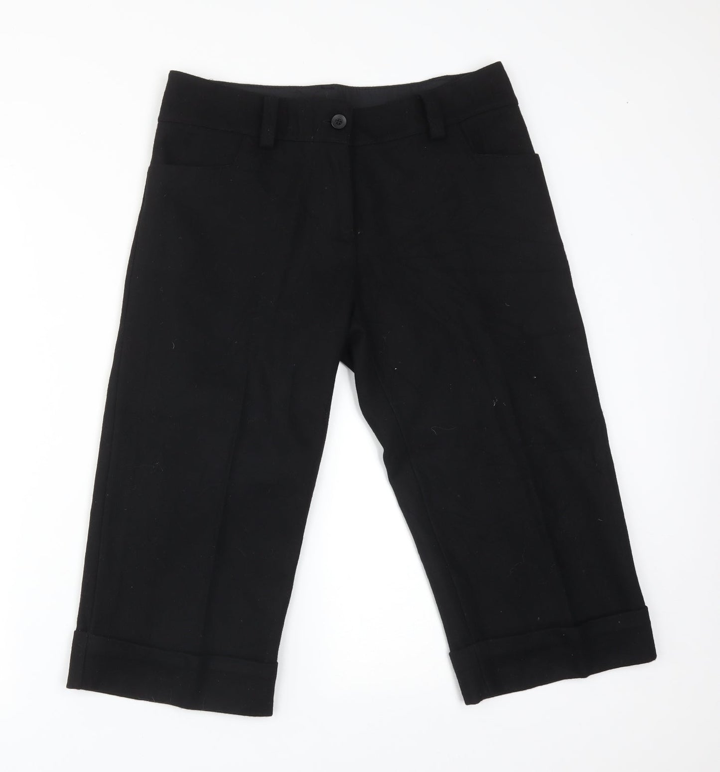 Womens UK Size 30 Preworn Regular Fit Cropped Black Trousers