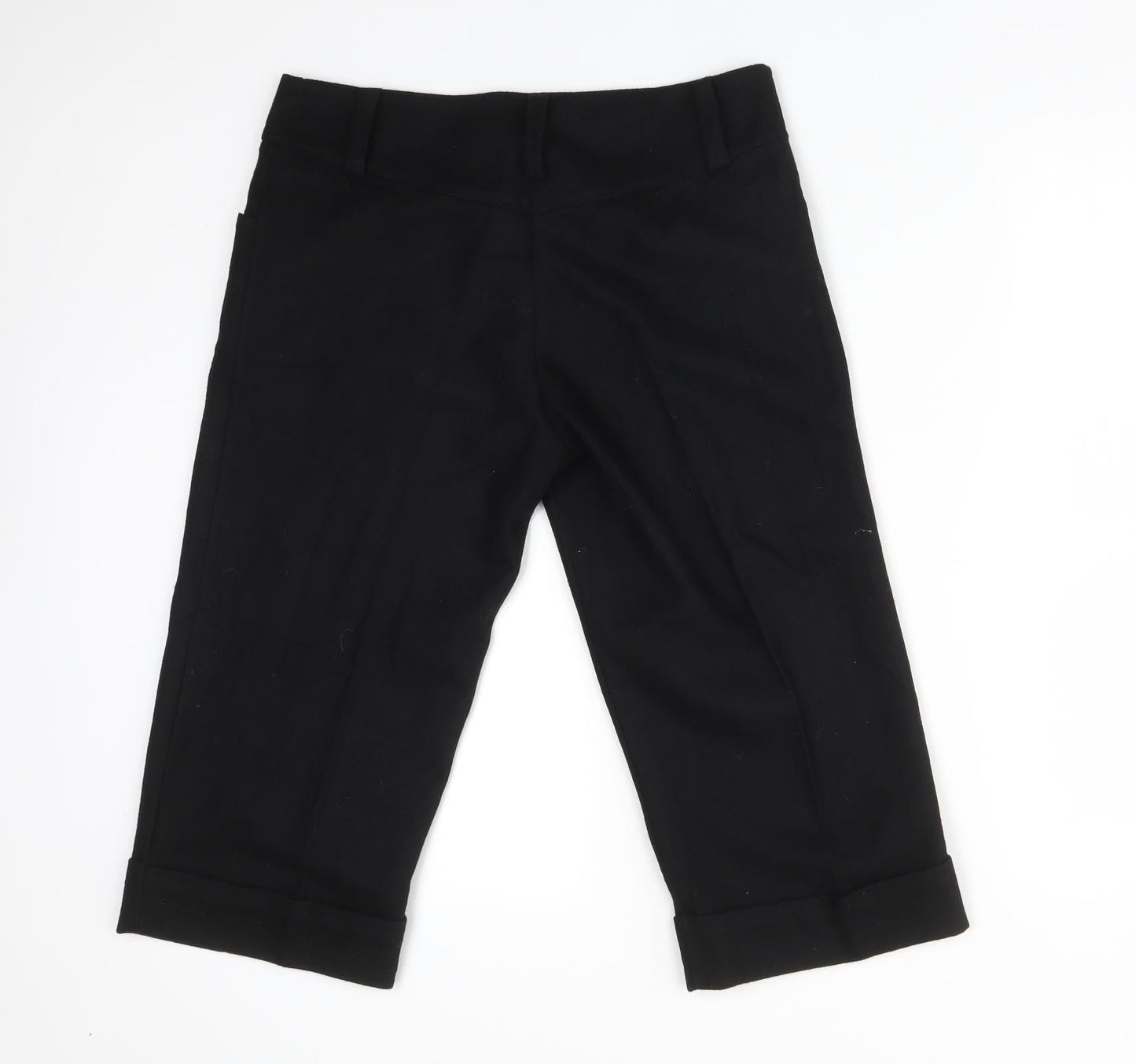 Womens UK Size 30 Preworn Regular Fit Cropped Black Trousers