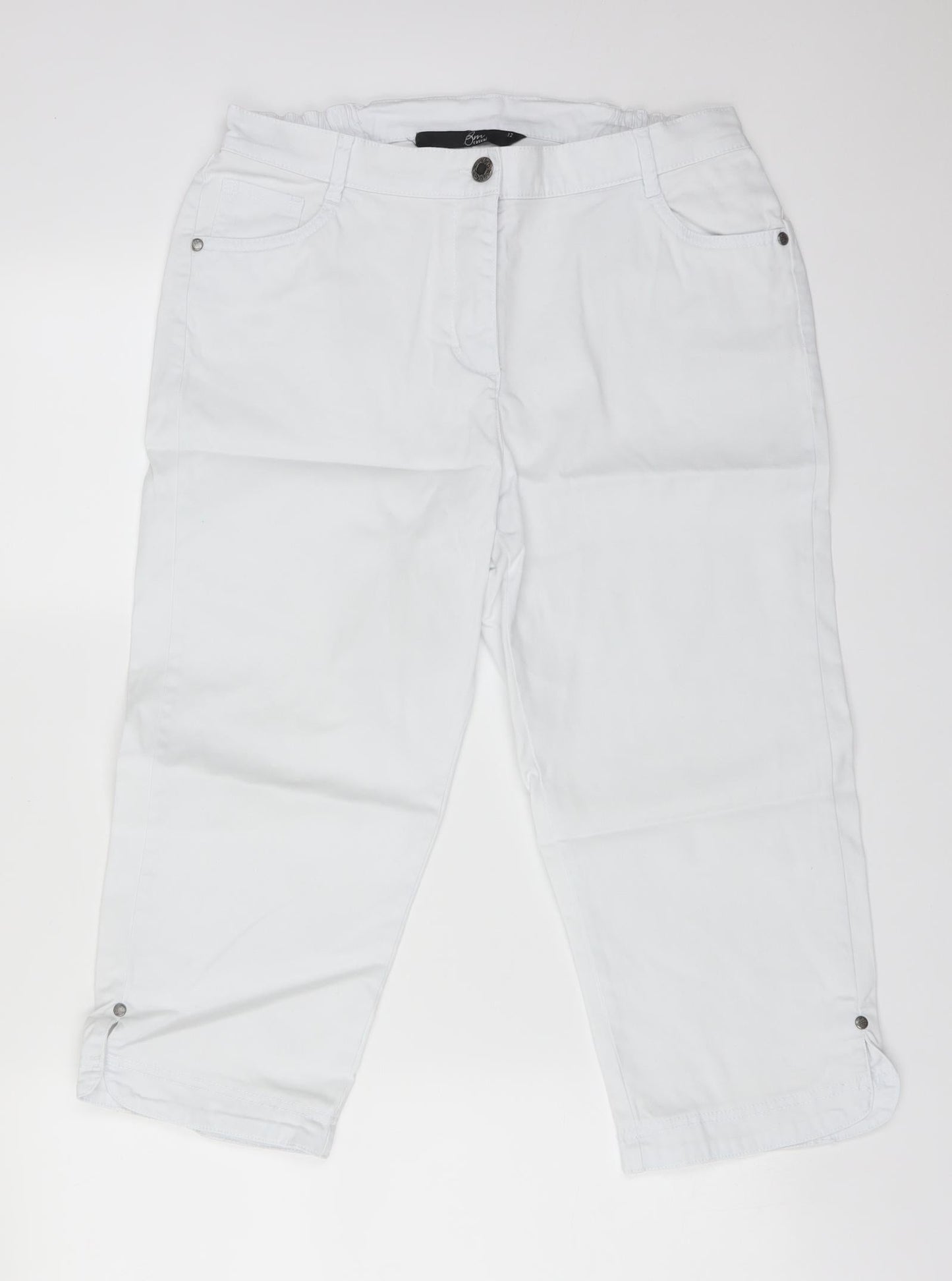 BM Womens White  Cotton Cropped Jeans Size 12 L20 in Regular