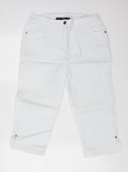 BM Womens White  Cotton Cropped Jeans Size 12 L20 in Regular