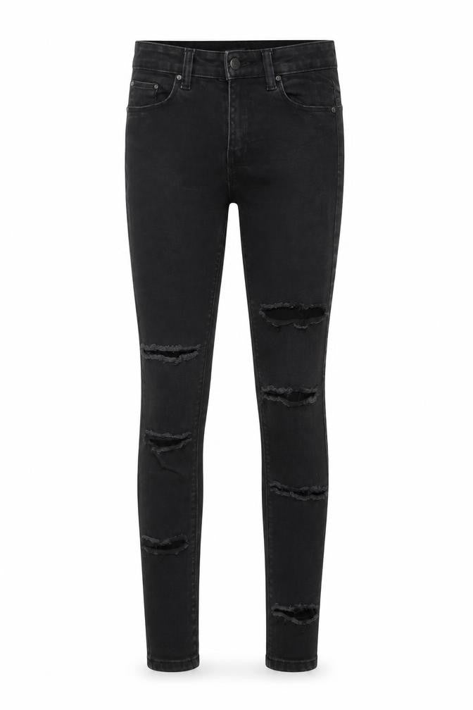 Front view of DENIM CO women’s black cotton skinny jeans, size UK 6, 29-inch leg regular