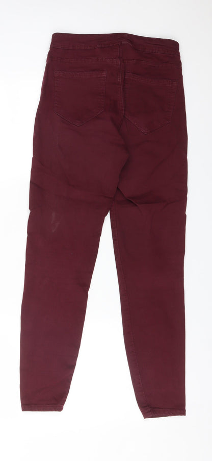 Bershka Womens Red  Cotton Skinny Jeans Size 8 L25 in Regular