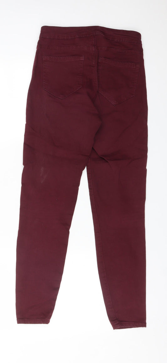 Bershka Womens Red  Cotton Skinny Jeans Size 8 L25 in Regular