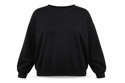 Front view of Nasty Gal women’s black round neck cotton jumper, size UK 18