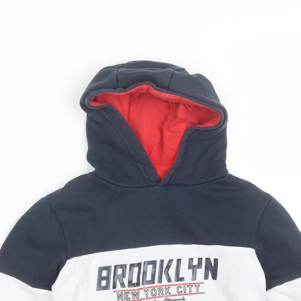 Primark Boys Blue  Cotton Pullover Hoodie Size 5-6 Years