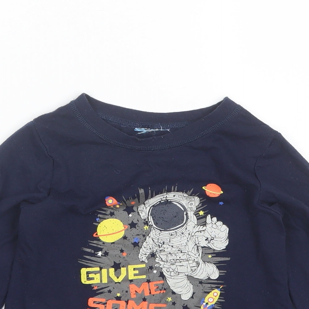 Hullabaloo Boys Blue Solid Polyester  Pyjama Top Size 5-6 Years   - Space