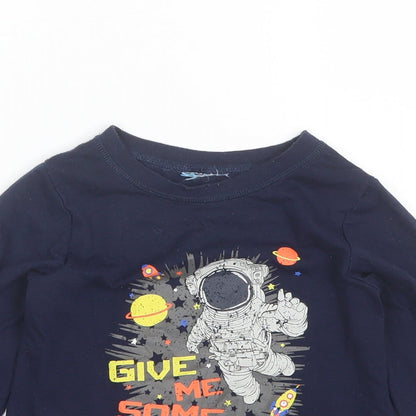 Hullabaloo Boys Blue Solid Polyester  Pyjama Top Size 5-6 Years   - Space