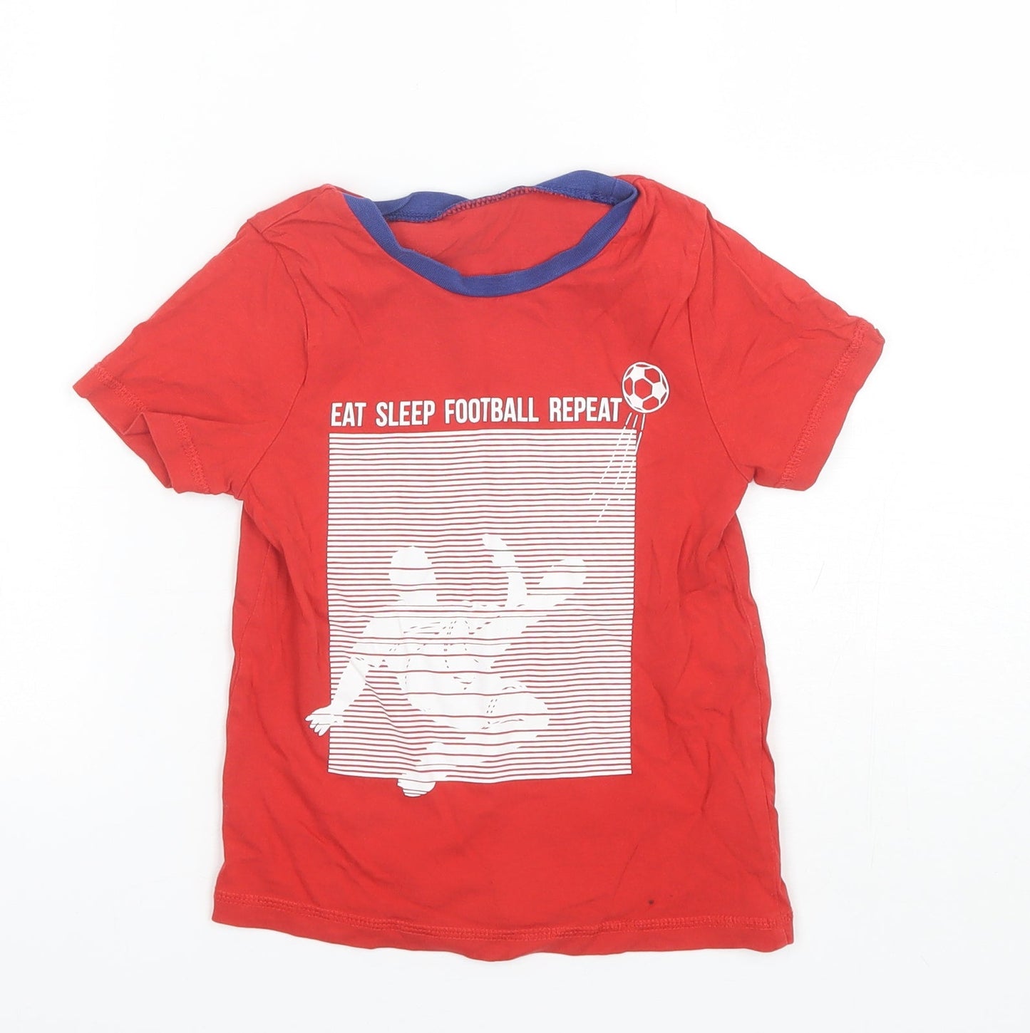 George Boys Red  Cotton Basic T-Shirt Size 5-6 Years Round Neck  - Football