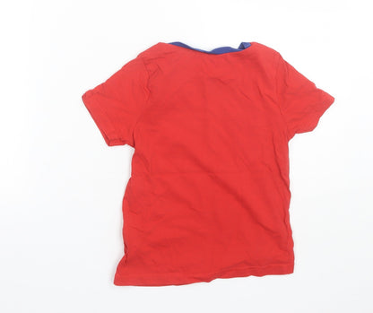George Boys Red  Cotton Basic T-Shirt Size 5-6 Years Round Neck  - Football