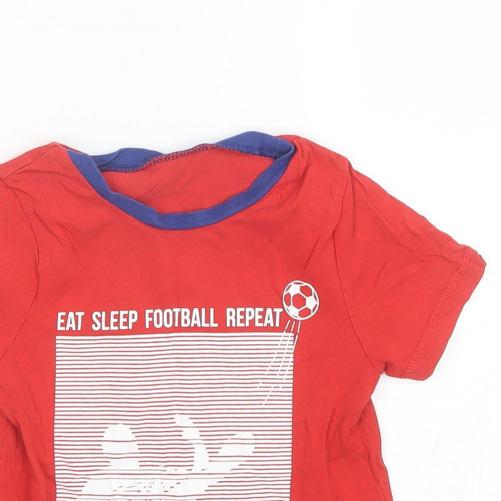 George Boys Red  Cotton Basic T-Shirt Size 5-6 Years Round Neck  - Football
