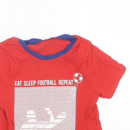 George Boys Red  Cotton Basic T-Shirt Size 5-6 Years Round Neck  - Football