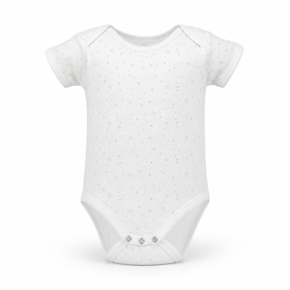 Front view of Early Days Baby White Cotton Romper One-Piece, size 9-12, Months