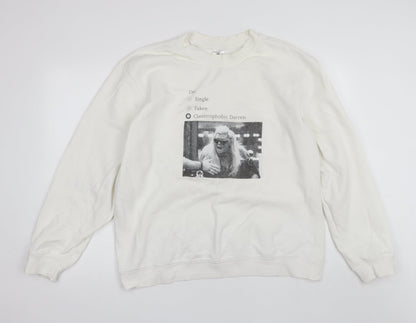 Additional front view of B&C women’s white round neck cotton jumper, size XL