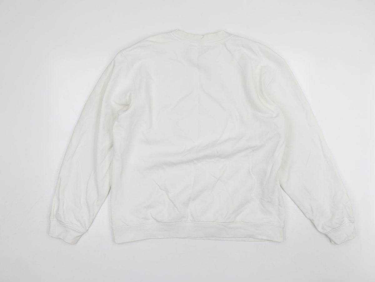 Back view of B&C women’s white round neck cotton jumper, size XL