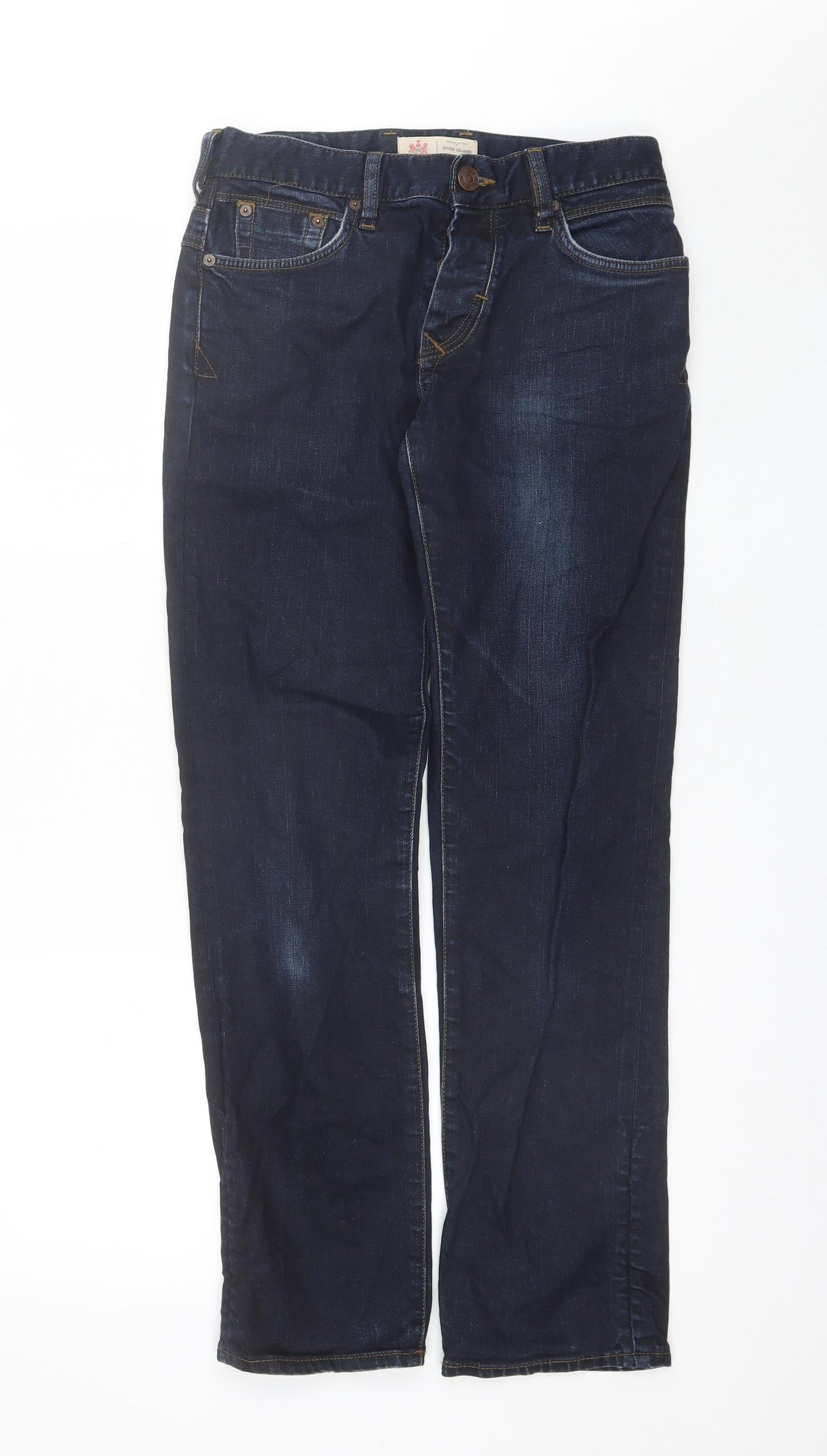 Mens UK Size 28 in River Island Regular Fit Straight Blue Jeans