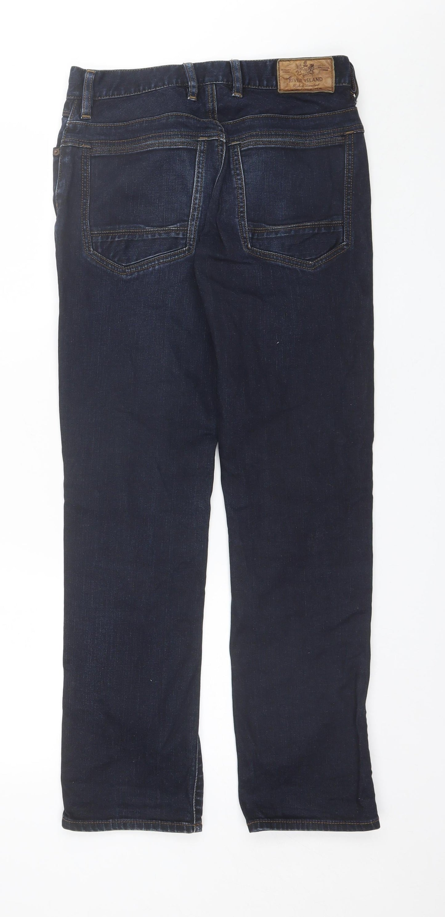 Mens UK Size 28 in River Island Regular Fit Straight Blue Jeans
