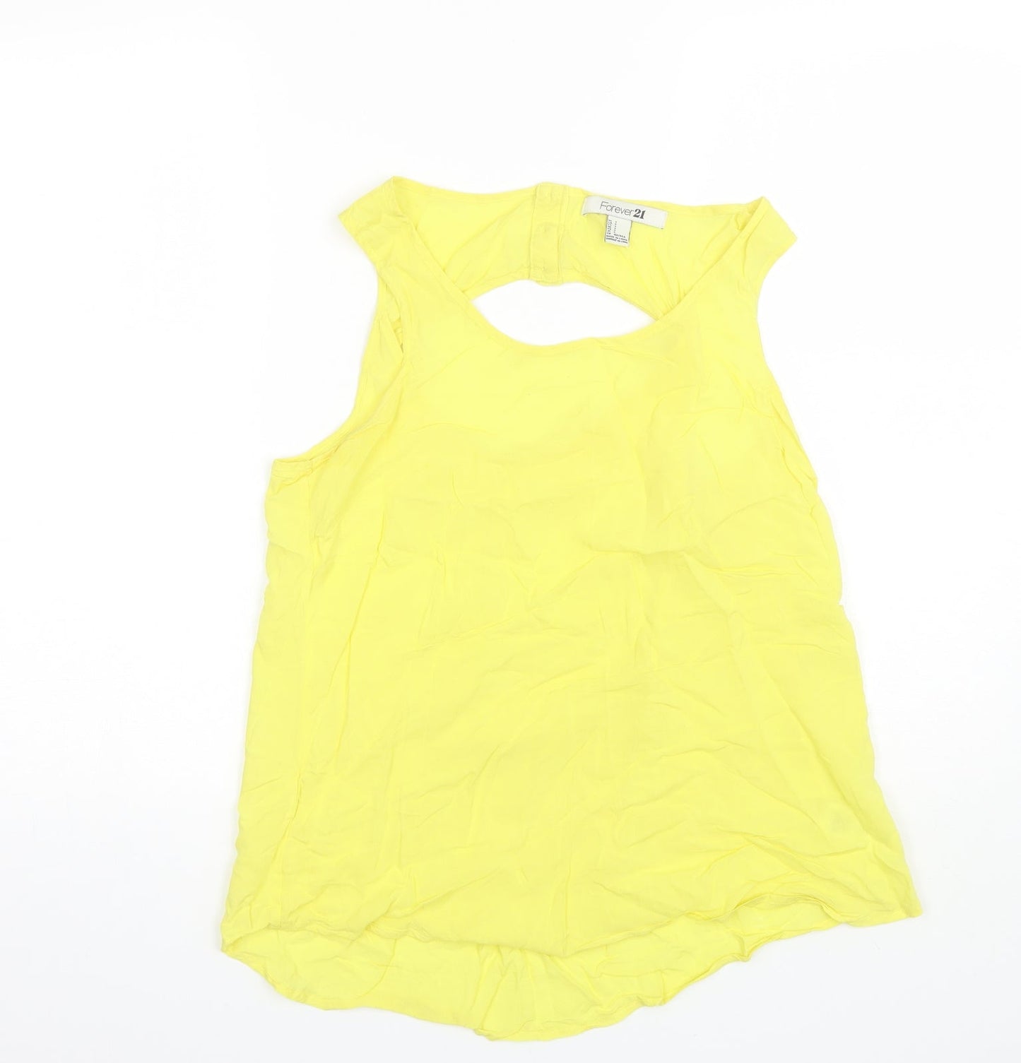 FOREVER 21 Womens Yellow  Polyester Basic Tank Size S Round Neck