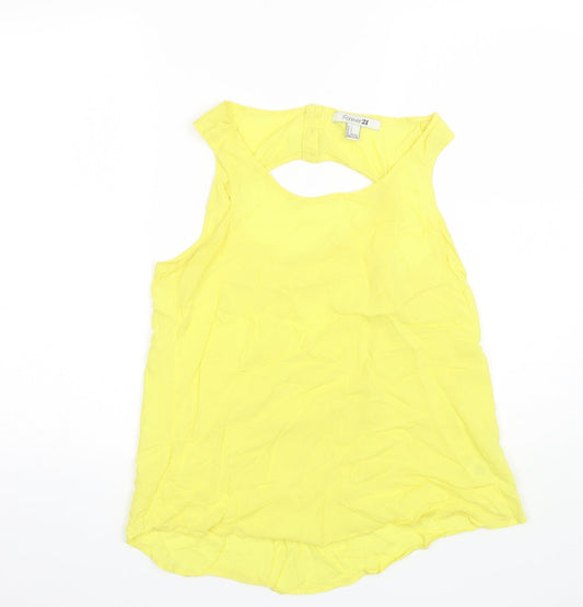 FOREVER 21 Womens Yellow  Polyester Basic Tank Size S Round Neck