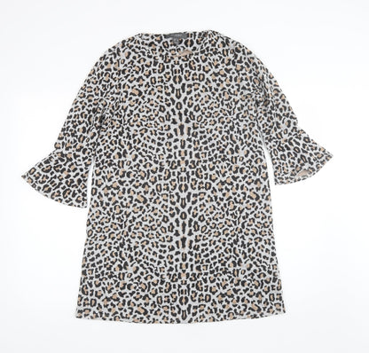 Primark Womens Grey Animal Print Polyester Shift  Size 10  Round Neck