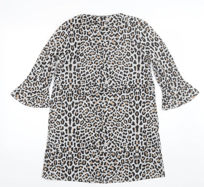Primark Womens Grey Animal Print Polyester Shift  Size 10  Round Neck