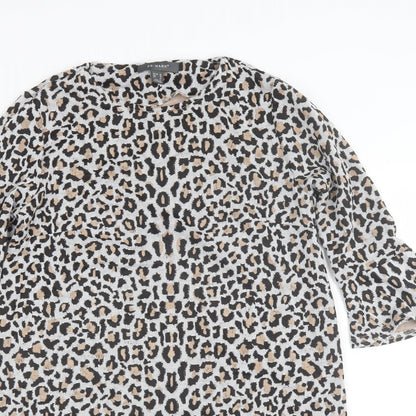 Primark Womens Grey Animal Print Polyester Shift  Size 10  Round Neck