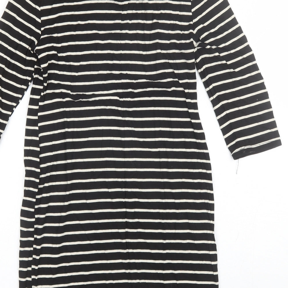 New Look Womens Black Striped Viscose Shift  Size 8  Collared