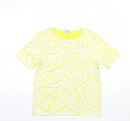 Papaya Womens Yellow  Polyester Basic T-Shirt Size 8 Round Neck