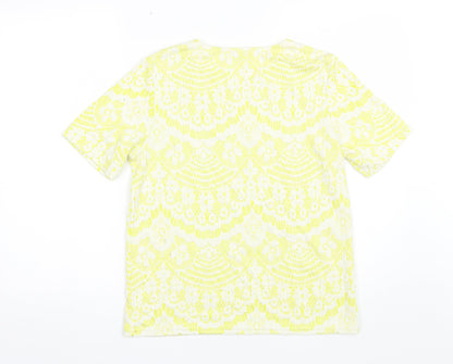 Papaya Womens Yellow  Polyester Basic T-Shirt Size 8 Round Neck