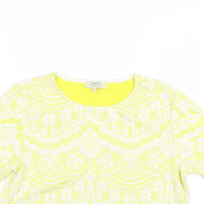 Papaya Womens Yellow  Polyester Basic T-Shirt Size 8 Round Neck