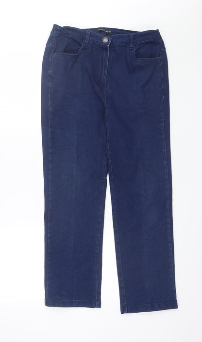 Womens UK Size 12 Preworn Regular Fit Straight Blue Jeans