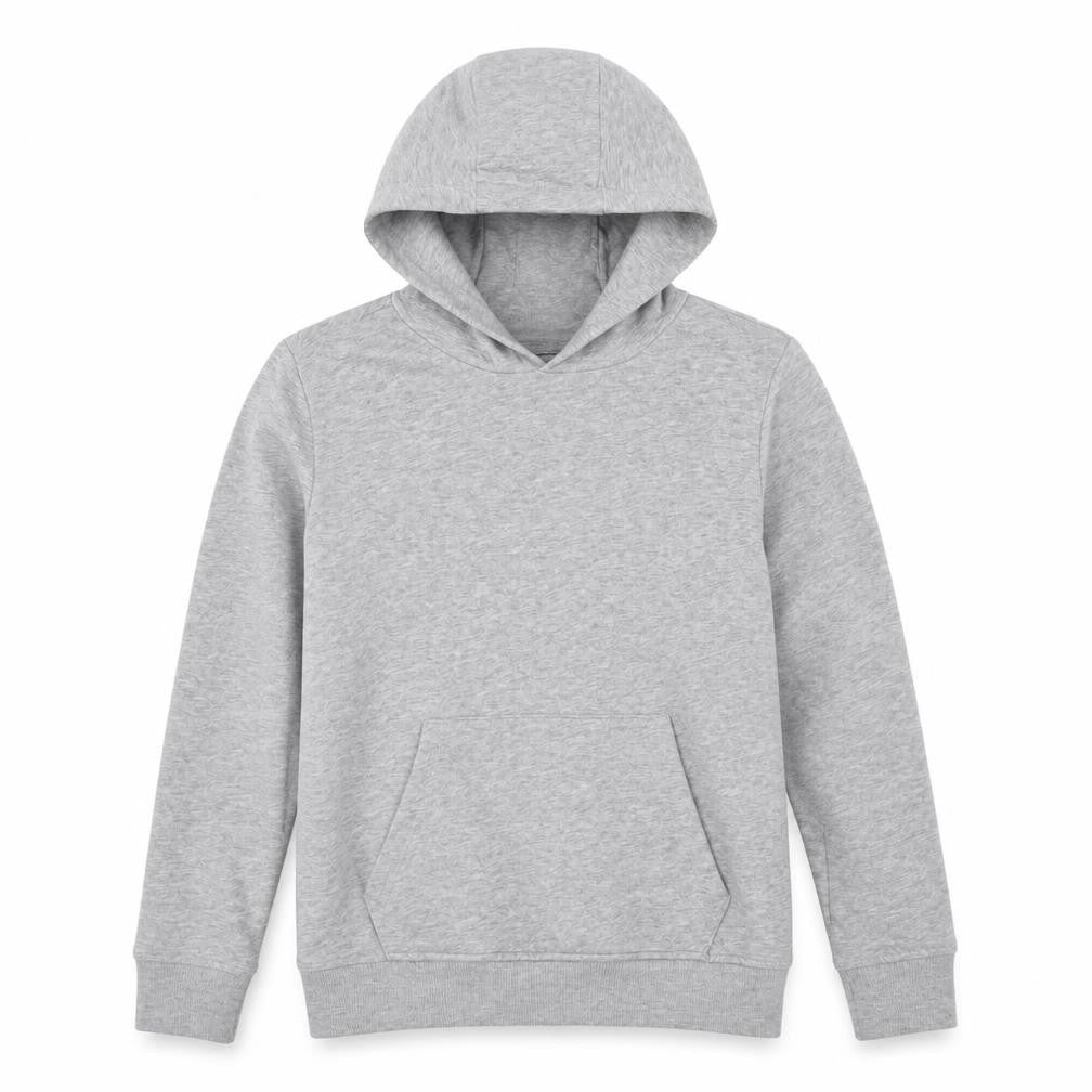 Front view of Brave Soul boys’ grey cotton pullover hoodie, size 9-10, years