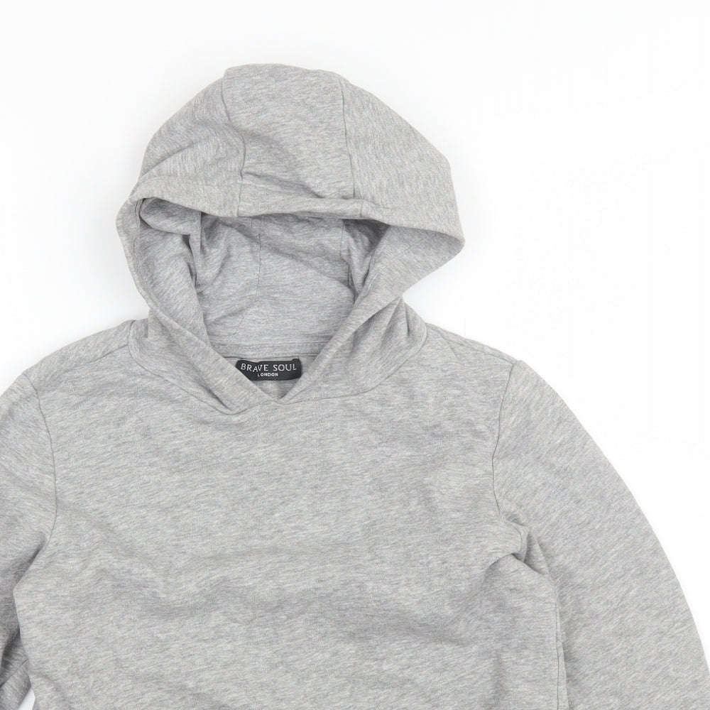 Brave Soul Boys Grey  Cotton Pullover Hoodie Size 9-10 Years