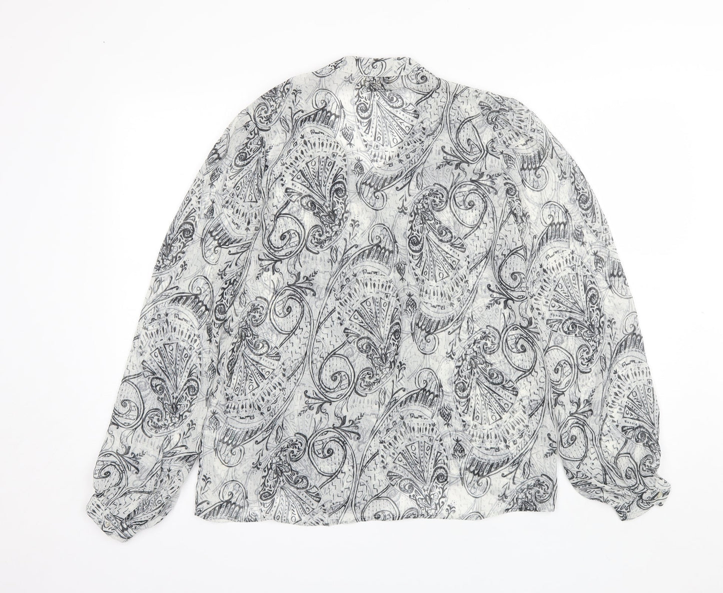 Papaya Womens Grey Paisley Polyester Basic Blouse Size 12 V-Neck