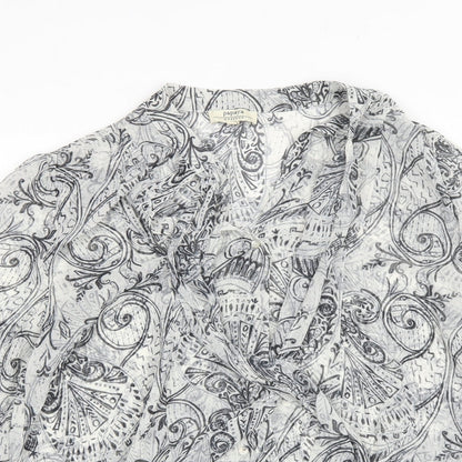 Papaya Womens Grey Paisley Polyester Basic Blouse Size 12 V-Neck