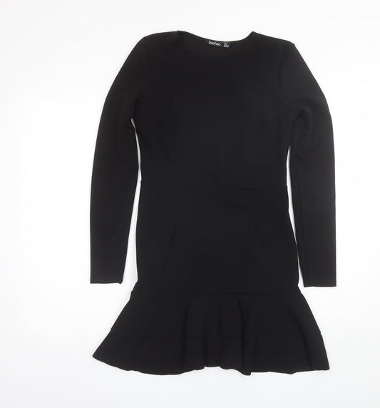 Boohoo Womens Black  Polyester Shift  Size 10  Round Neck