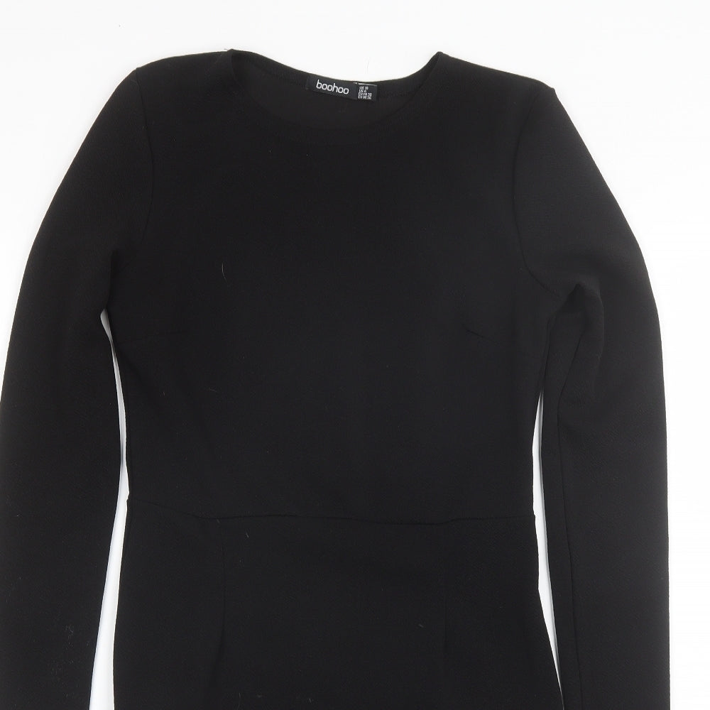 Boohoo Womens Black  Polyester Shift  Size 10  Round Neck