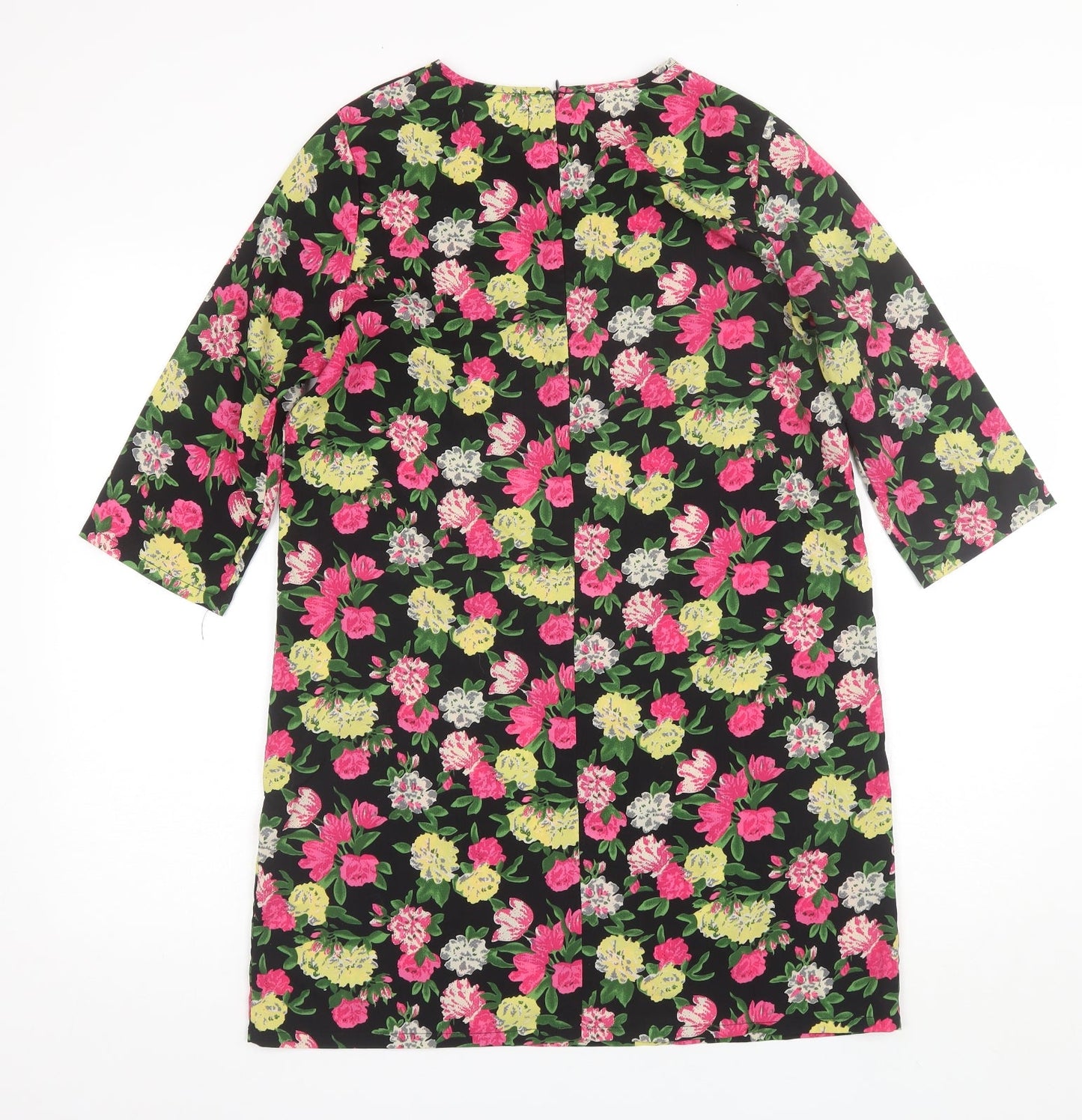 Boohoo Womens Black Floral Polyester Shift  Size 10  Round Neck