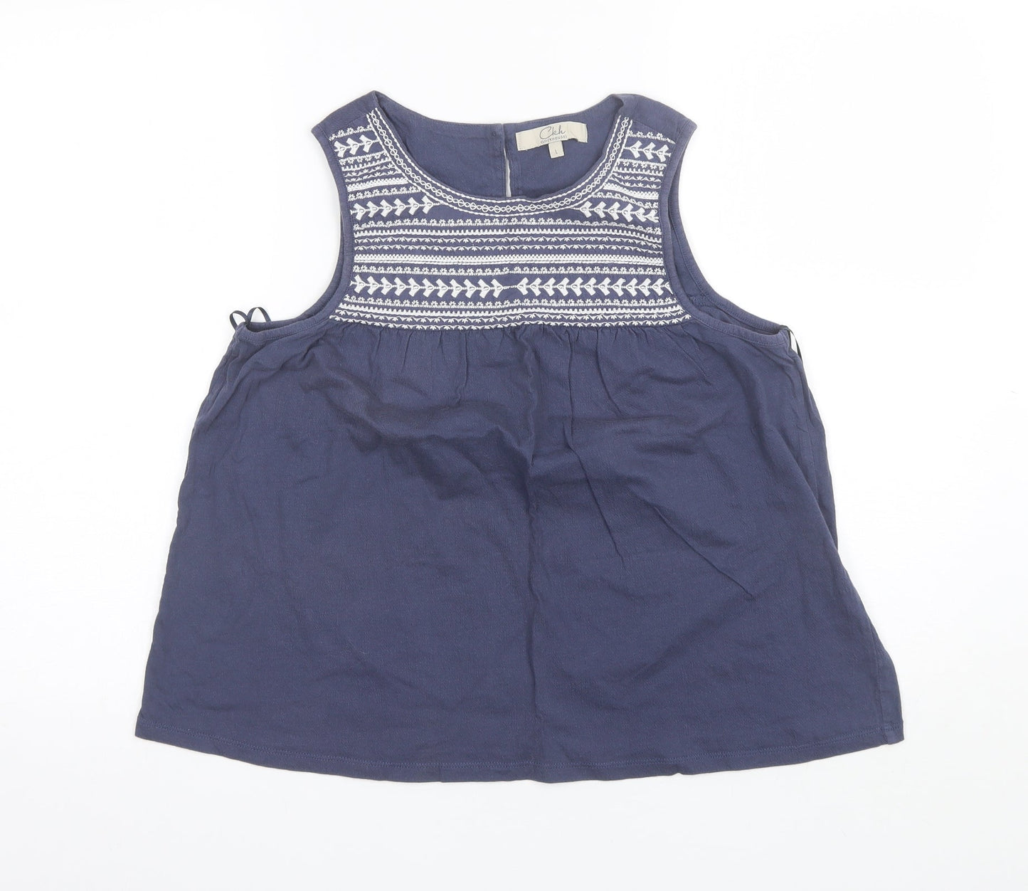 Clockhouse Womens Blue  Cotton Basic Blouse Size L Round Neck