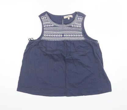 Clockhouse Womens Blue  Cotton Basic Blouse Size L Round Neck