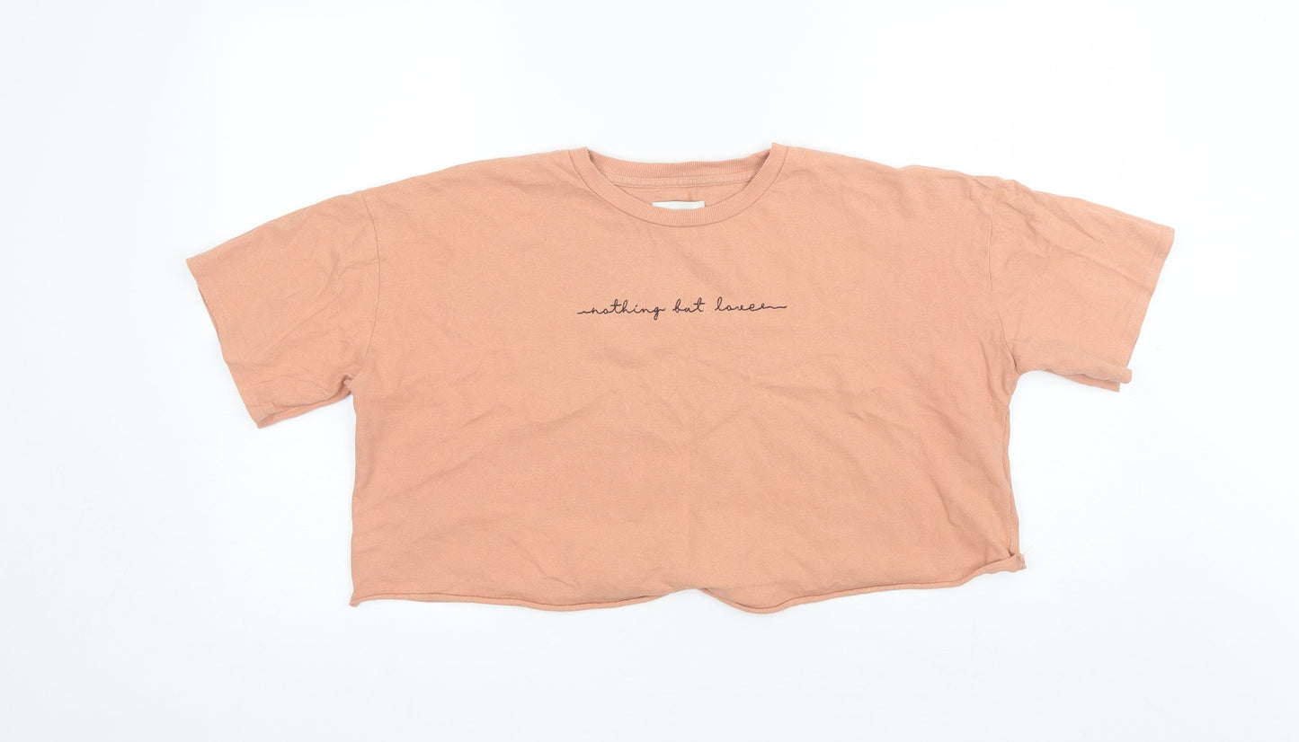 Womens UK Size 10 Topshop Orange Basic T-Shirt