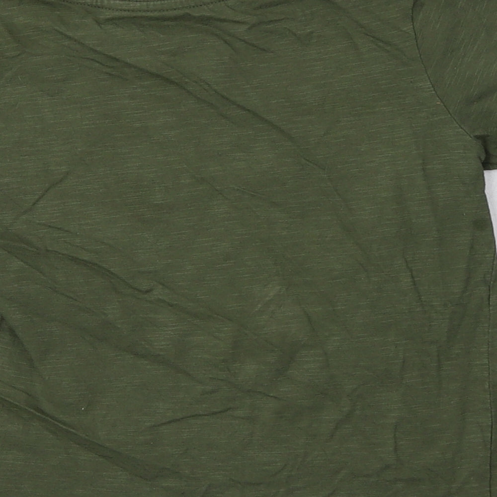 F&F Boys Green  Cotton Basic T-Shirt Size 5-6 Years Crew Neck  - Dino