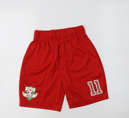 George Boys Red  Polyester Sweat Shorts Size 9-10 Years  Regular  - Wales