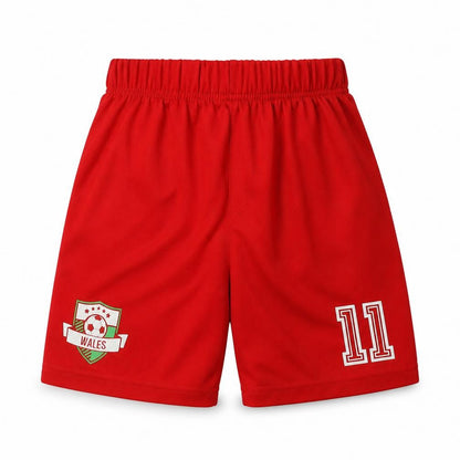 Front view of George boys’ red polyester sweat shorts, size 9-10, years regular - wales